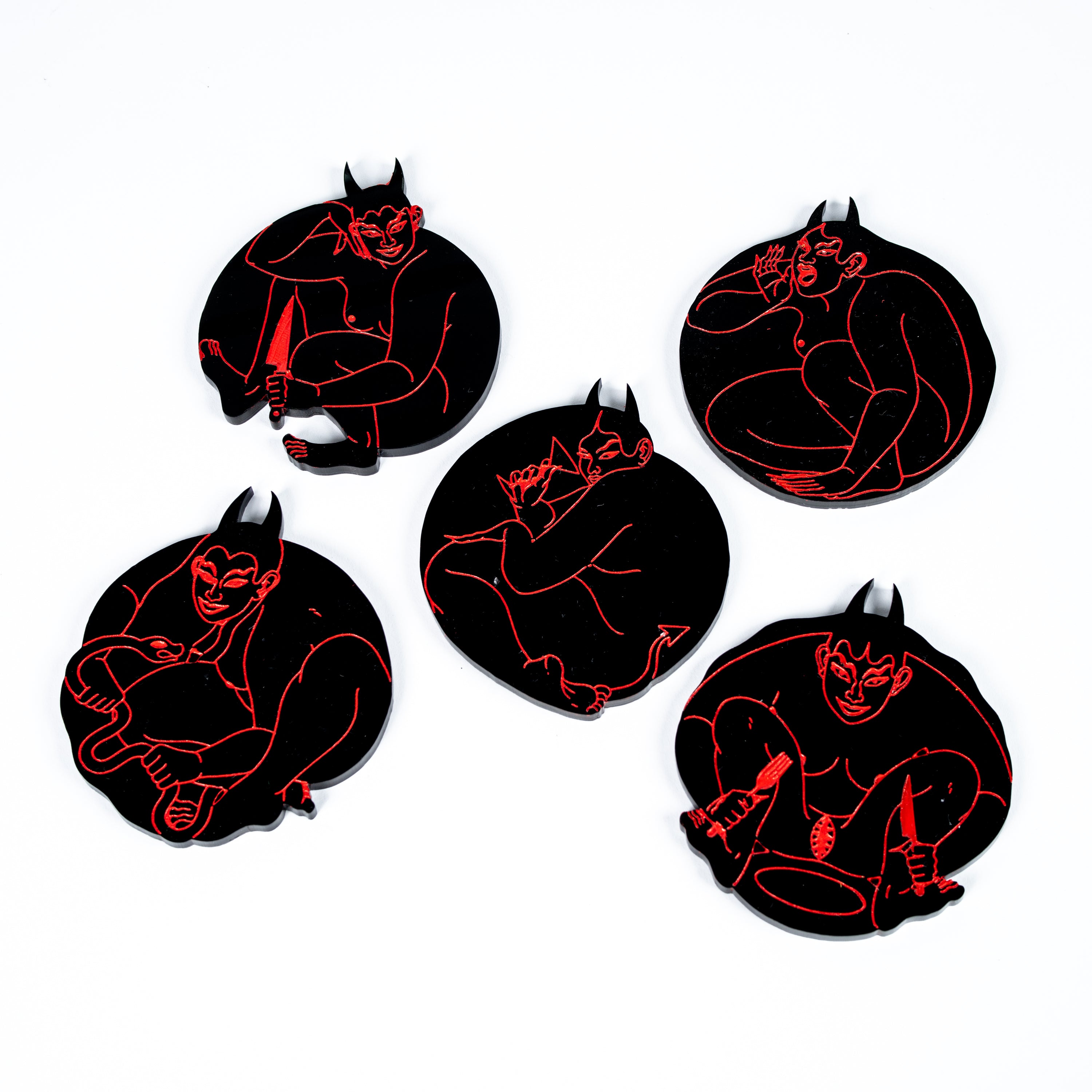 The Devil is in the Drink - Coaster & Stirrer Set by Laura Callaghan