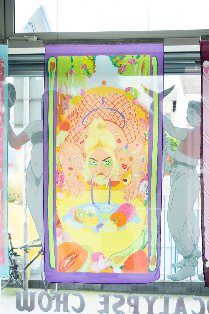 
                
                    Load image into Gallery viewer, Apocalypse Chow Silk Banner - Fruit by Laura Callaghan
                
            